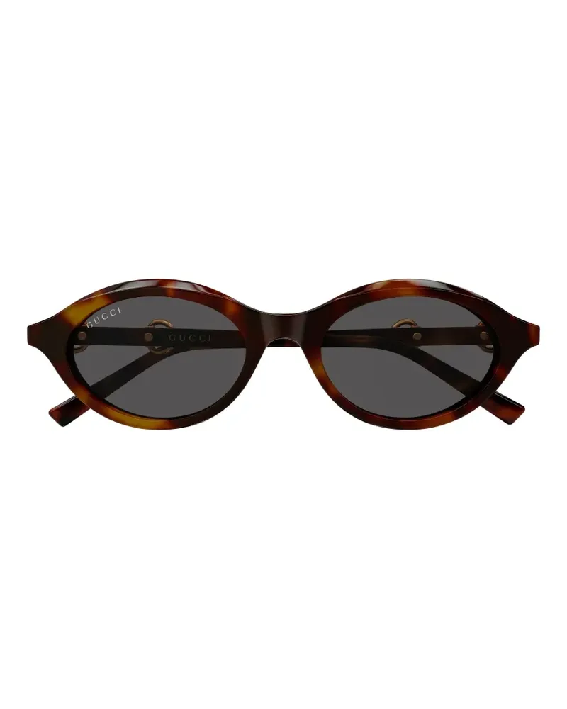 Gucci Sonnenbrille mit ovalem Gestell - Braun Braun