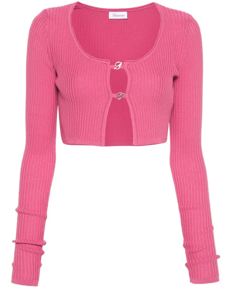 Blumarine Cropped-Cardigan mit Logo-Schild Rosa