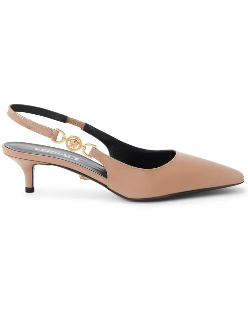 Versace Pumps mit Logo-Schild - Nude Nude