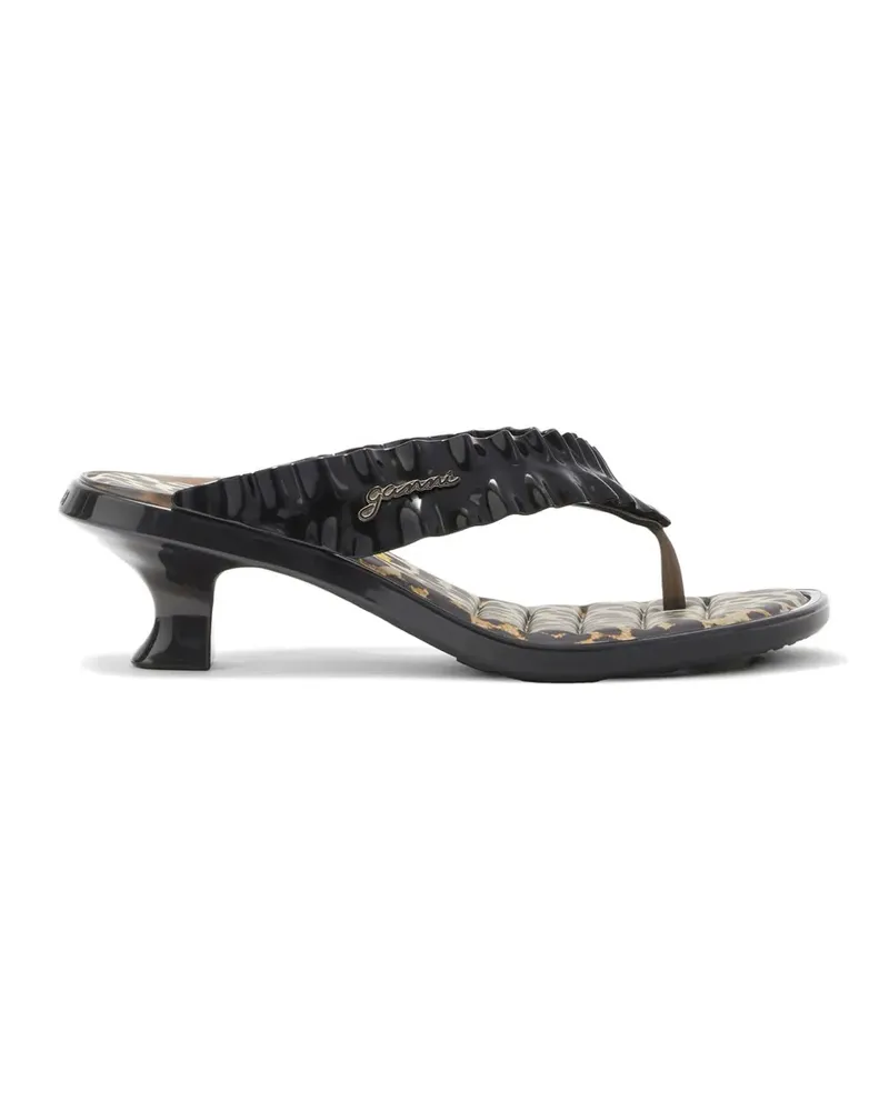 Ganni x  Sandalen mit Leopardenprint - Schwarz Schwarz