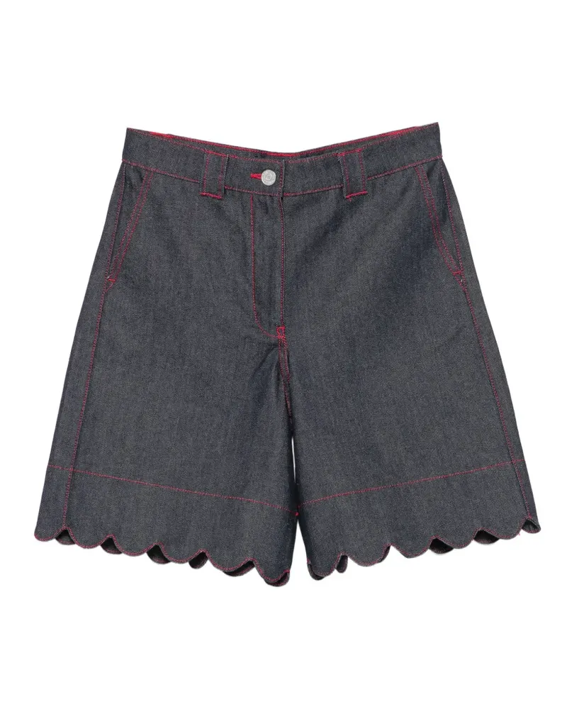 Stella Nova scalloped-edge contrast-stitch shorts - Blau Blau