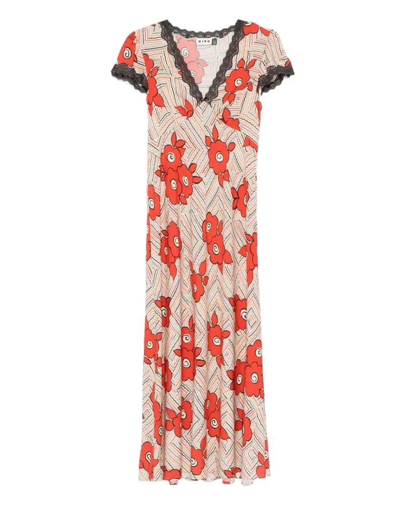 RIXO Sandrine Kleid mit Spitzenbesatz - Nude Nude