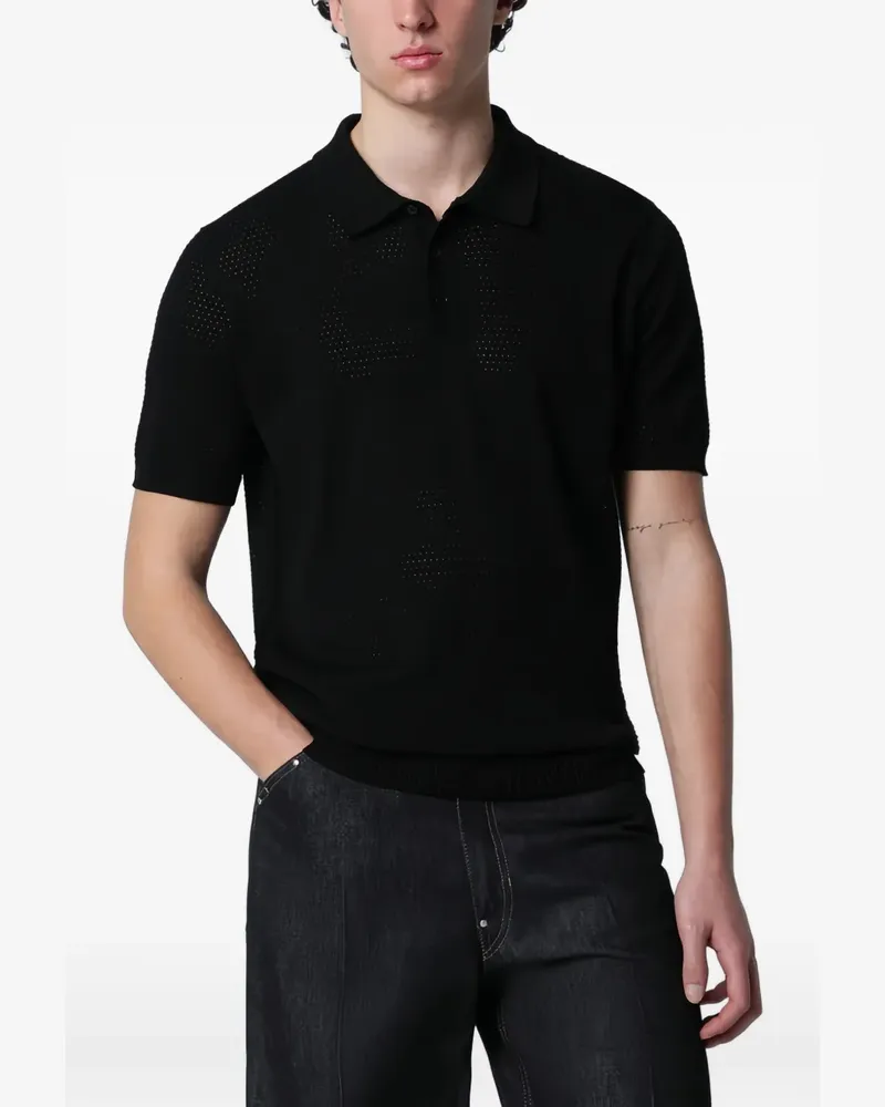 Roberto Collina Poloshirt aus Pointelle-Strick - Schwarz Schwarz