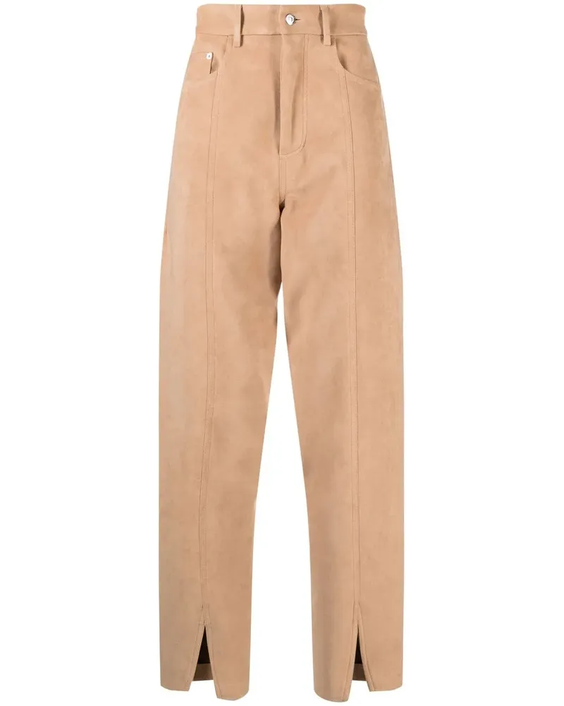 Nanushka Gerade Hose mit Logo-Patch - Nude Nude