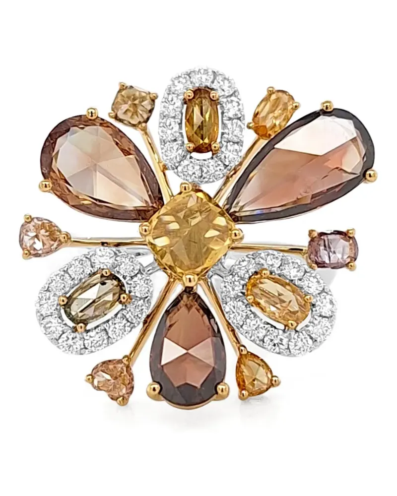 HYT Jewelry Ring mit Blumen - Braun Braun