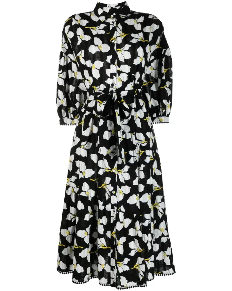 Diane von Furstenberg Kleid mit Blumen-Print - Schwarz Schwarz