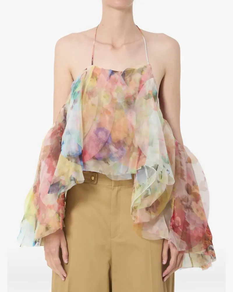 Zimmermann Luna ruffled puff-sleeve blouse - Mehrfarbig Mehrfarbig