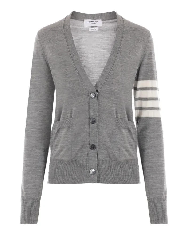 Thom Browne Intarsien-Cardigan mit Logo-Streifen - Grau Grau