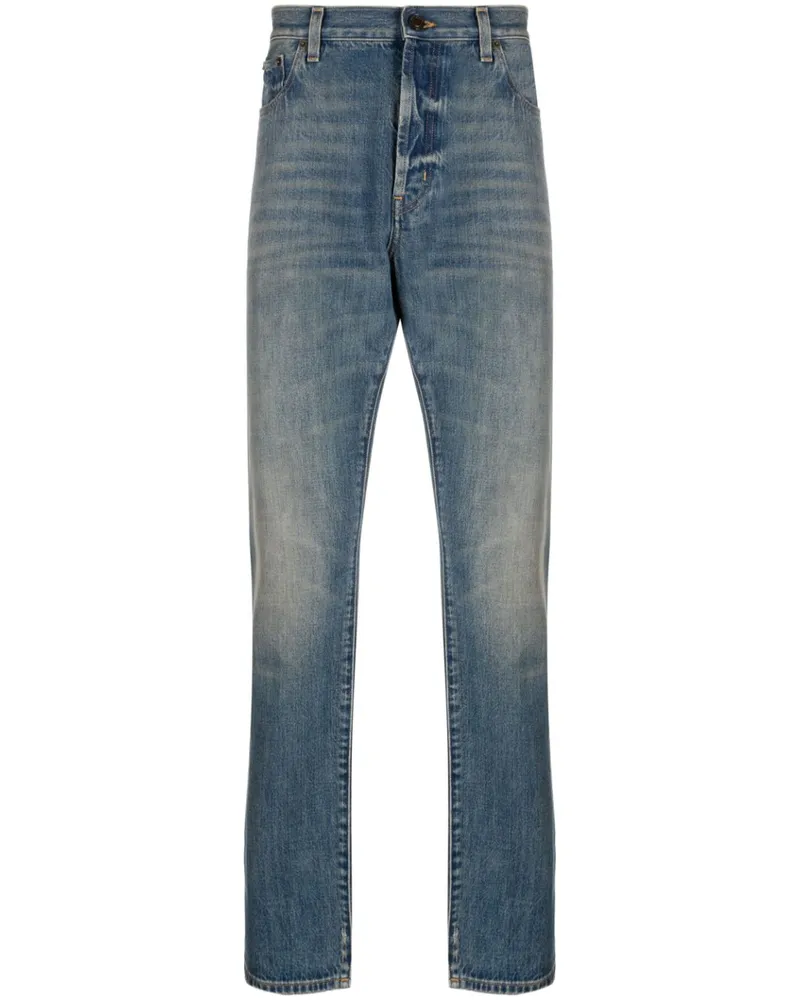 Saint Laurent Halbhohe Straight-Leg-Jeans - Blau Blau