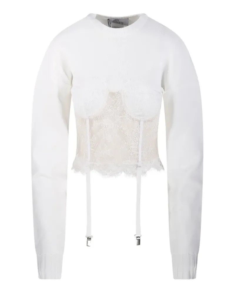 Giuseppe di Morabito Strickoberteil mit Spitzeneinsatz - Weiß Weiß