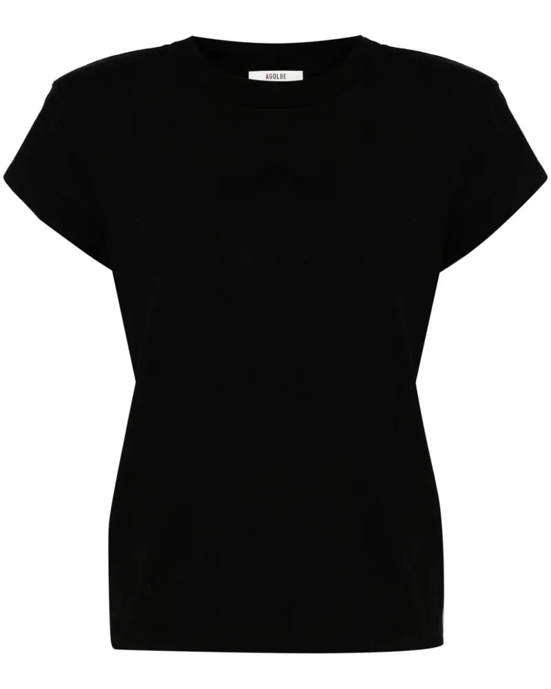 AGOLDE Bryce T-Shirt mit Schulterpolstern - Schwarz Schwarz