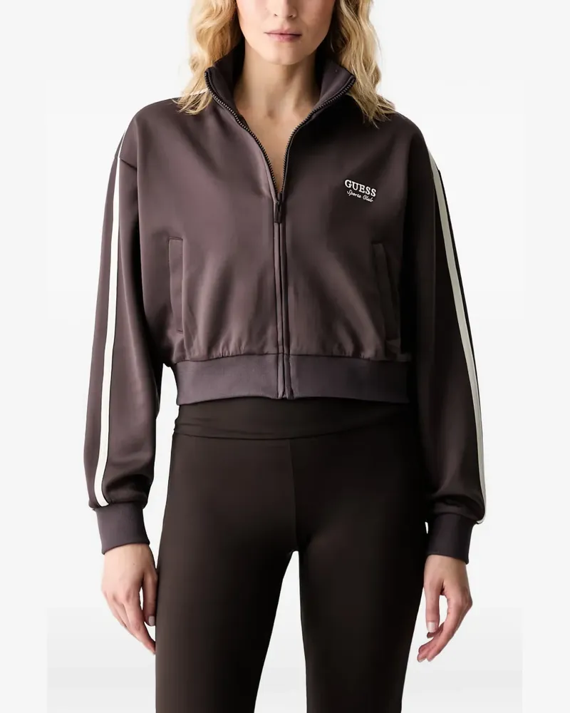 Guess Seitenstreifen-Jacke mit Logo-Stickerei - Braun Braun