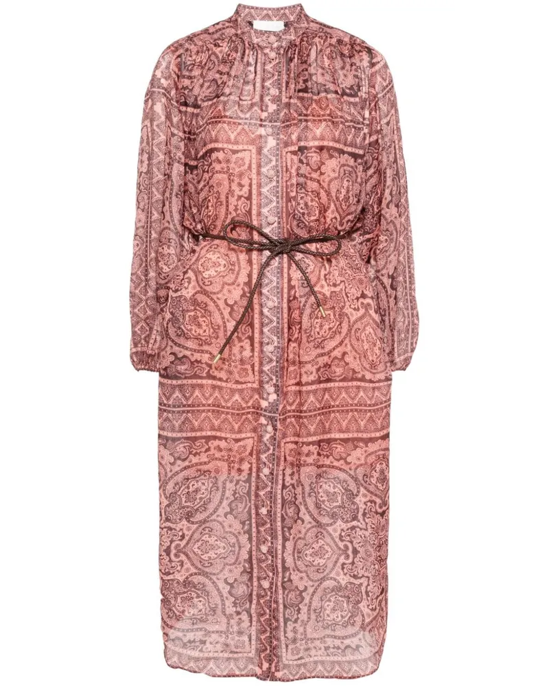 Zimmermann Ottie Midikleid mit Paisley-Print Rosa