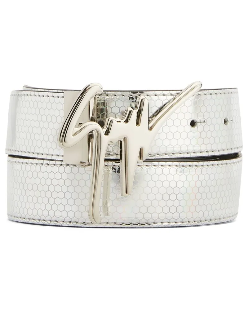Giuseppe Zanotti Gürtel mit geometrischem Print - Silber Silber