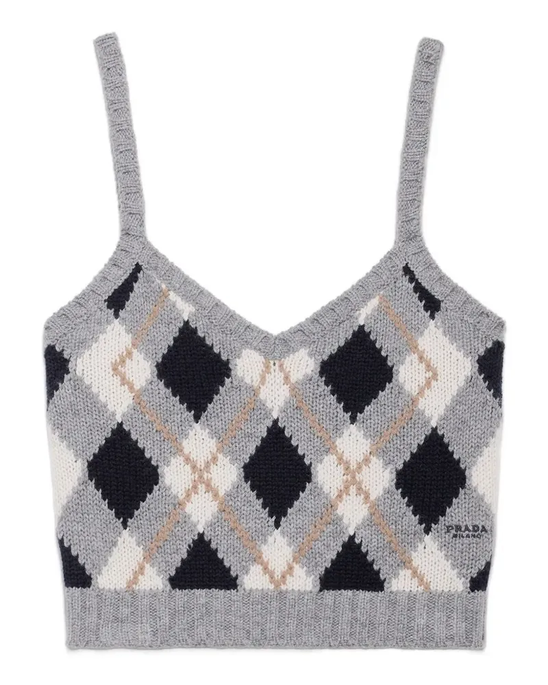 Prada Geripptes Oberteil mit Argyle-Muster - Grau Grau