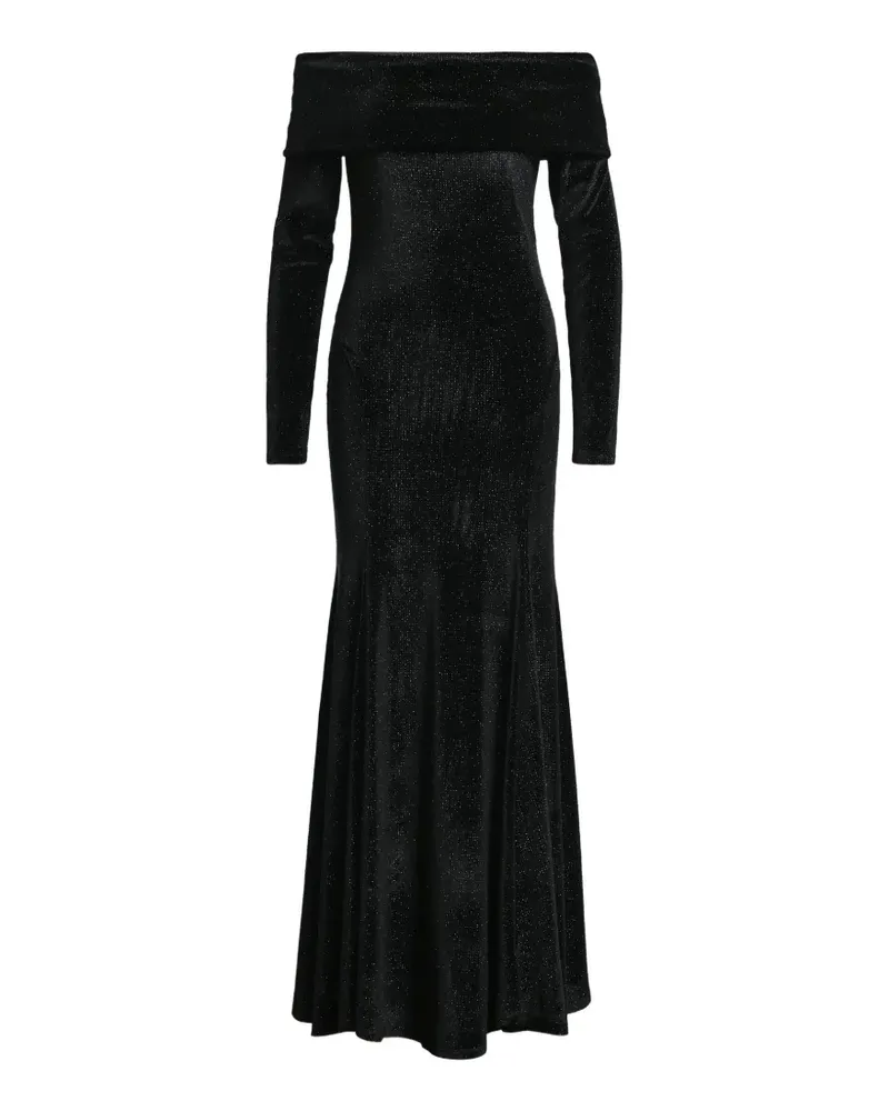 Essentiel Ausgestelltes schulterfreies Kellissimo Maxikleid mit Glitter-Finish - Schwarz Schwarz