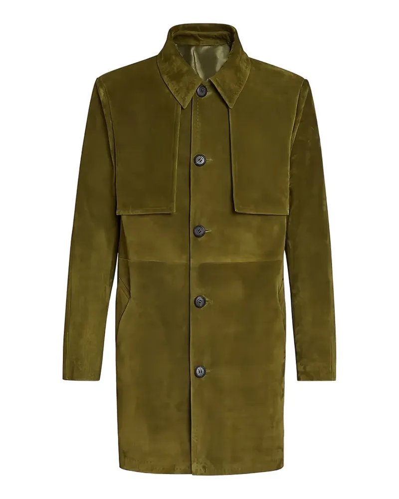 Ferragamo suede panelled coat - Grün Grün