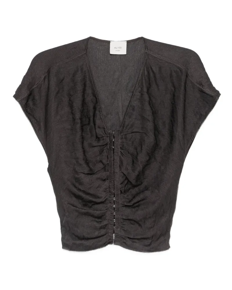 ALYSI gathered V-neck blouse - Braun Braun