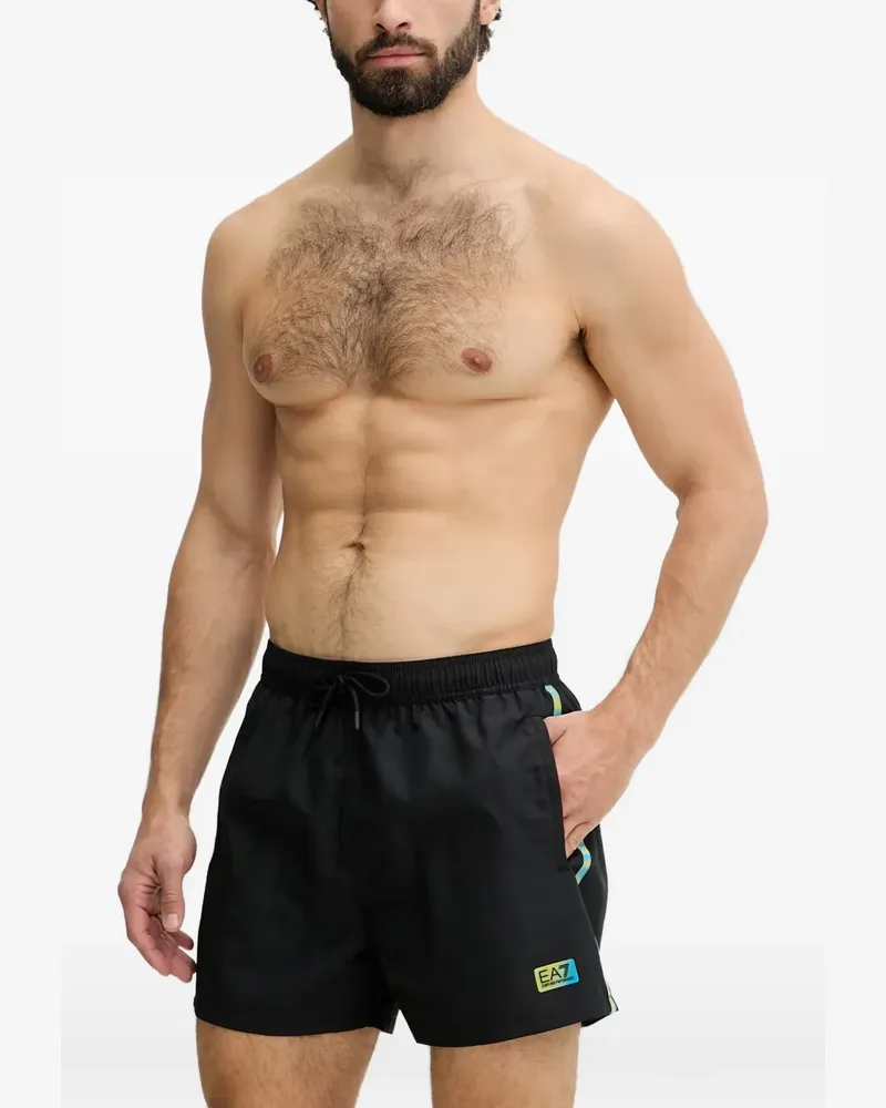 EA7 logo-patch drawstring swim shorts - Schwarz Schwarz