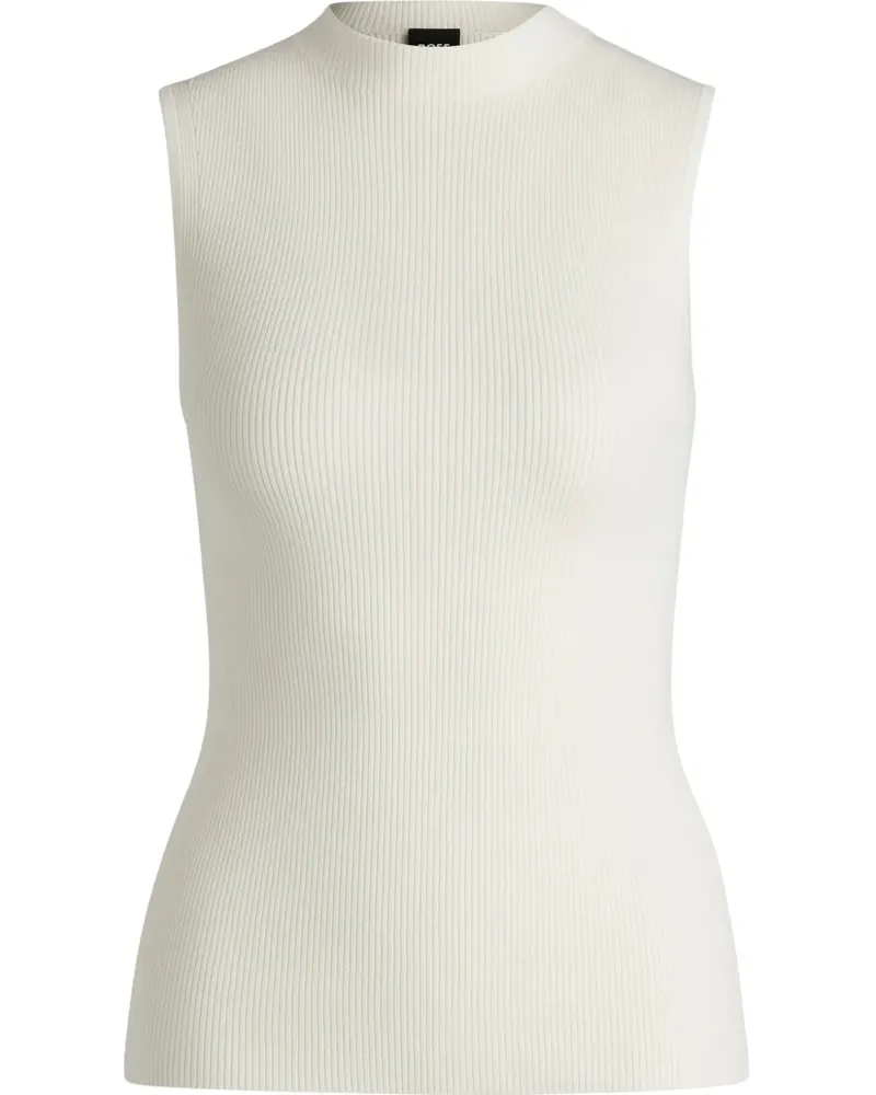 HUGO BOSS Geripptes Top - Weiß Weiß