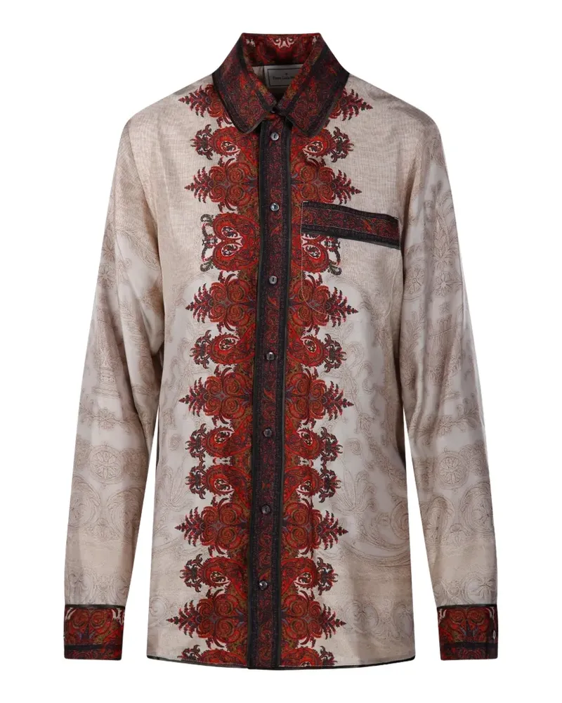 Pierre-Louis Mascia paisley-print button-down shirt - Nude Nude