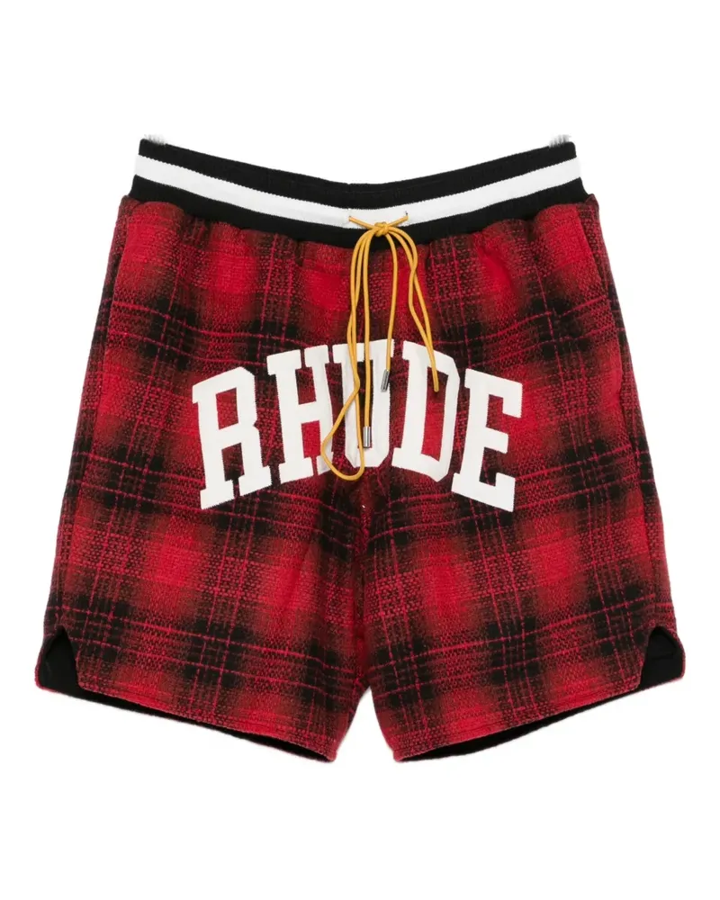 RHUDE Karierte Shorts mit College-Logo - Rot Rot