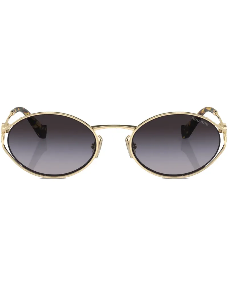 Miu Miu Sonnenbrille mit ovalem Gestell - Gold Gold