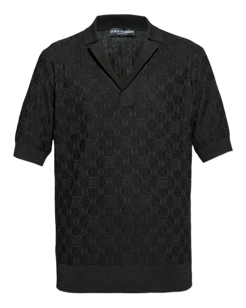 Dolce & Gabbana Poloshirt mit DG-Muster - Schwarz Schwarz