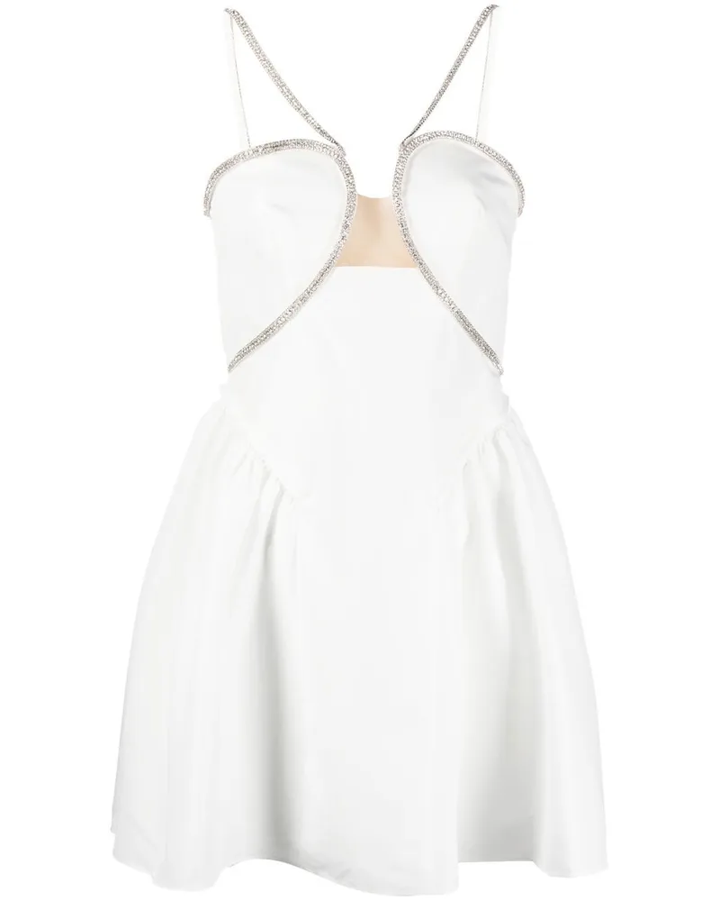 Self-Portrait Minikleid mit Kristallverzierung - Weiß Weiß