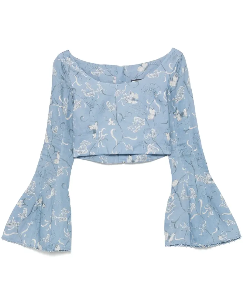 AGUA BENDITA Cropped-Top aus Leinen - Blau Blau