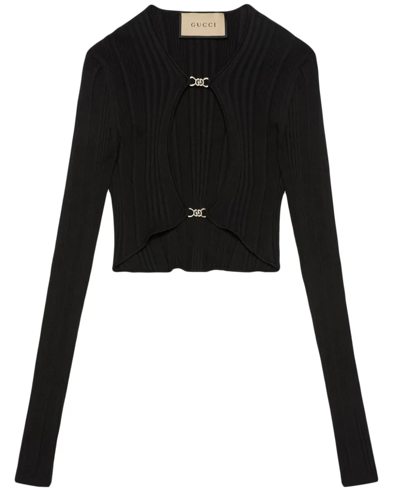 Gucci Geripptes Cropped-Top mit Cut-Out - Schwarz Schwarz