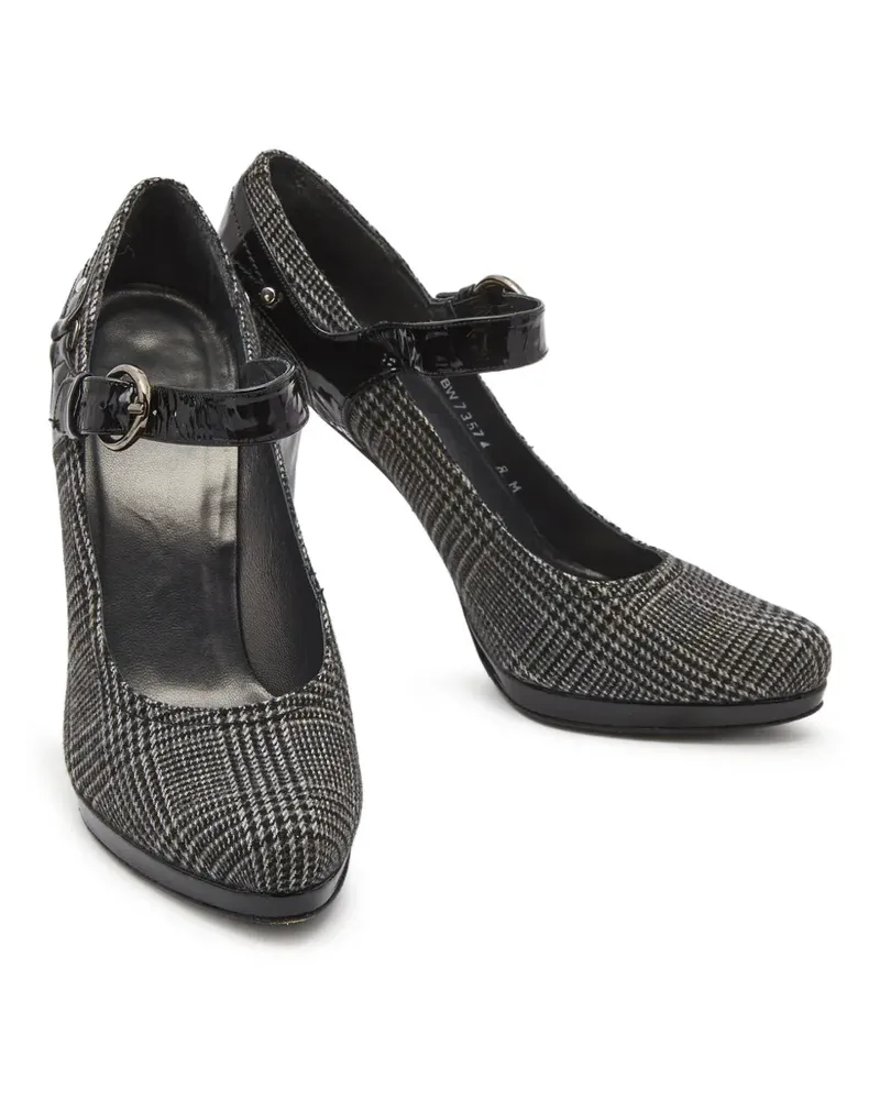 Stuart Weitzman Karierte Pumps mit Schnalle - Grau Grau