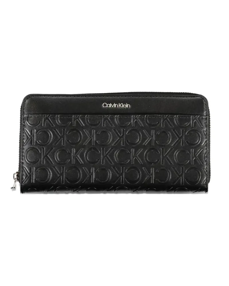 Calvin Klein monogram-embossed zip-around wallet - Schwarz Schwarz