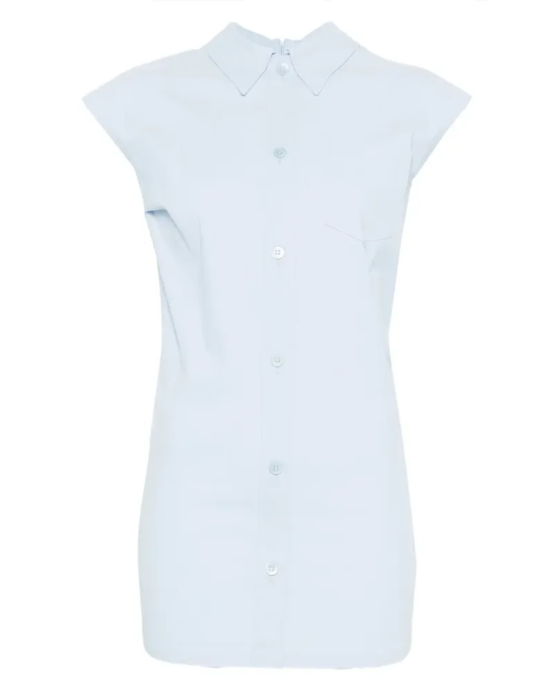 Issey Miyake short-sleeved buttoned blouse - Blau Blau