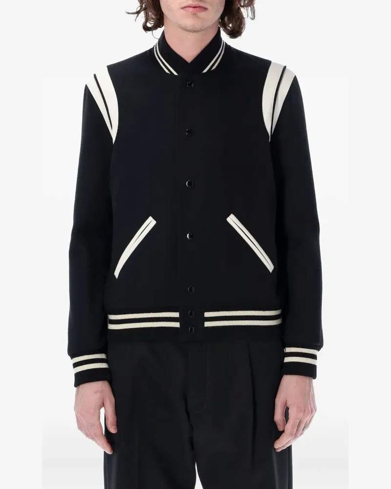 Saint Laurent Bomberjacke mit Druckknöpfen - Schwarz Schwarz