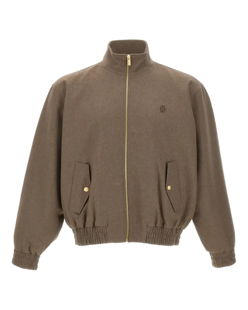 Drôle de Monsieur logo-embroidered elasticated jacket - Braun Braun