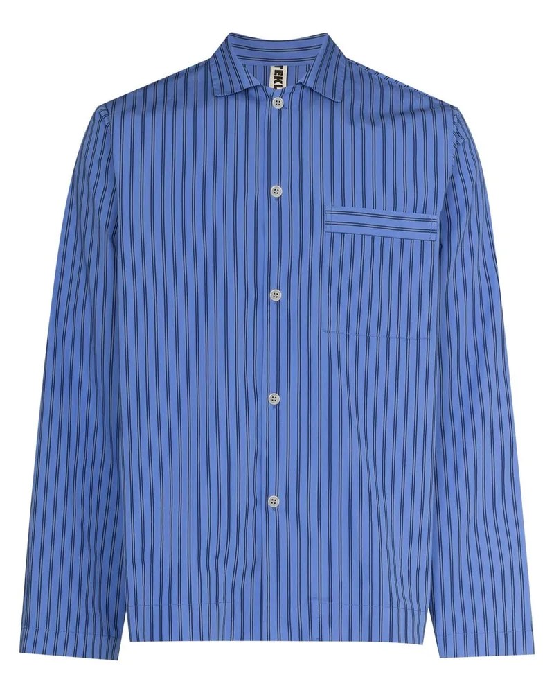 TEKLA Gestreiftes Pyjama-Oberteil - Blau Blau
