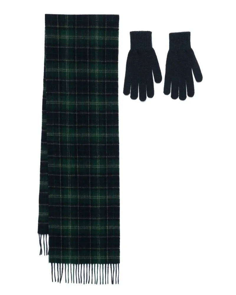 Barbour Set aus Schal und Handschuhen mit Schottenkaro - Grün Grün