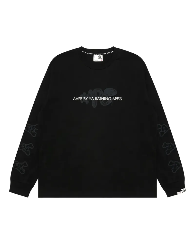 BAPE Langarmshirt mit Logo - Schwarz Schwarz