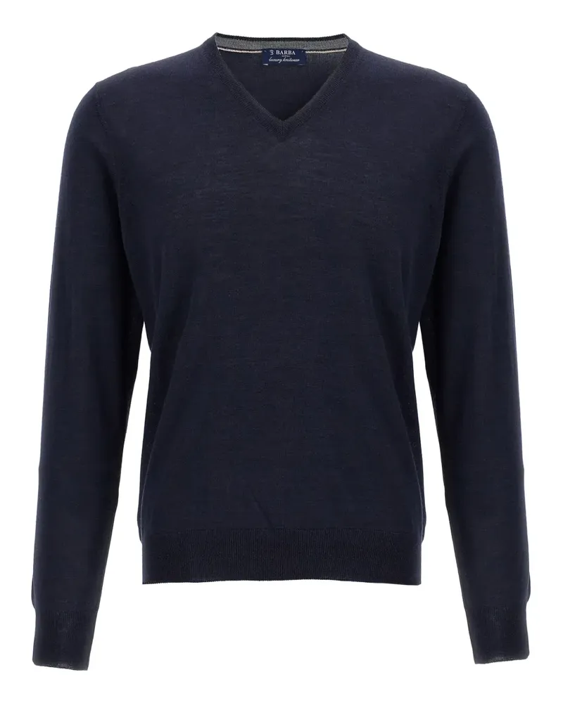 BARBA Strickpullover mit V-Ausschnitt - Blau Blau