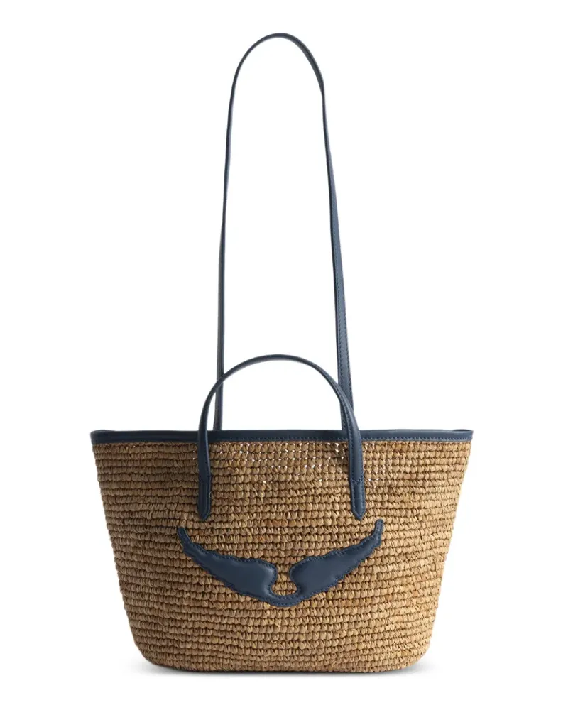 Zadig & Voltaire mini Wings raffia tote bag - Nude Nude