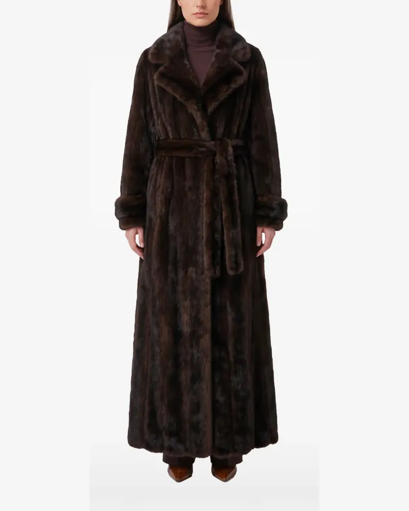 FRANKIE Shop Daph Mantel aus Faux Fur - Braun Braun