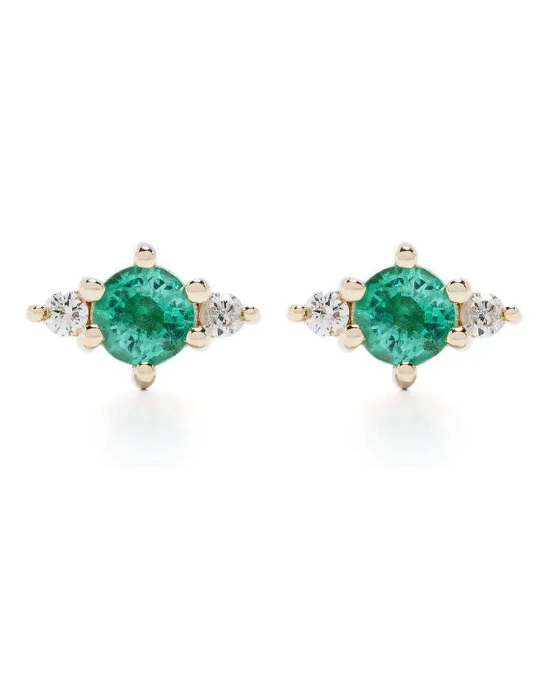 Adina Reyter 14kt Trio Posts Gelbgoldohrstecker mit Diamanten Gold