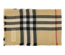 Karierter Schal mit Fransen - Nude