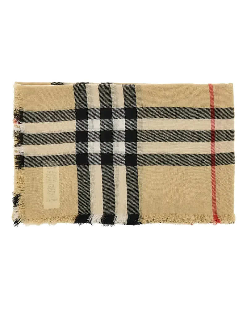 Burberry check-pattern fringed scarf - Nude Nude