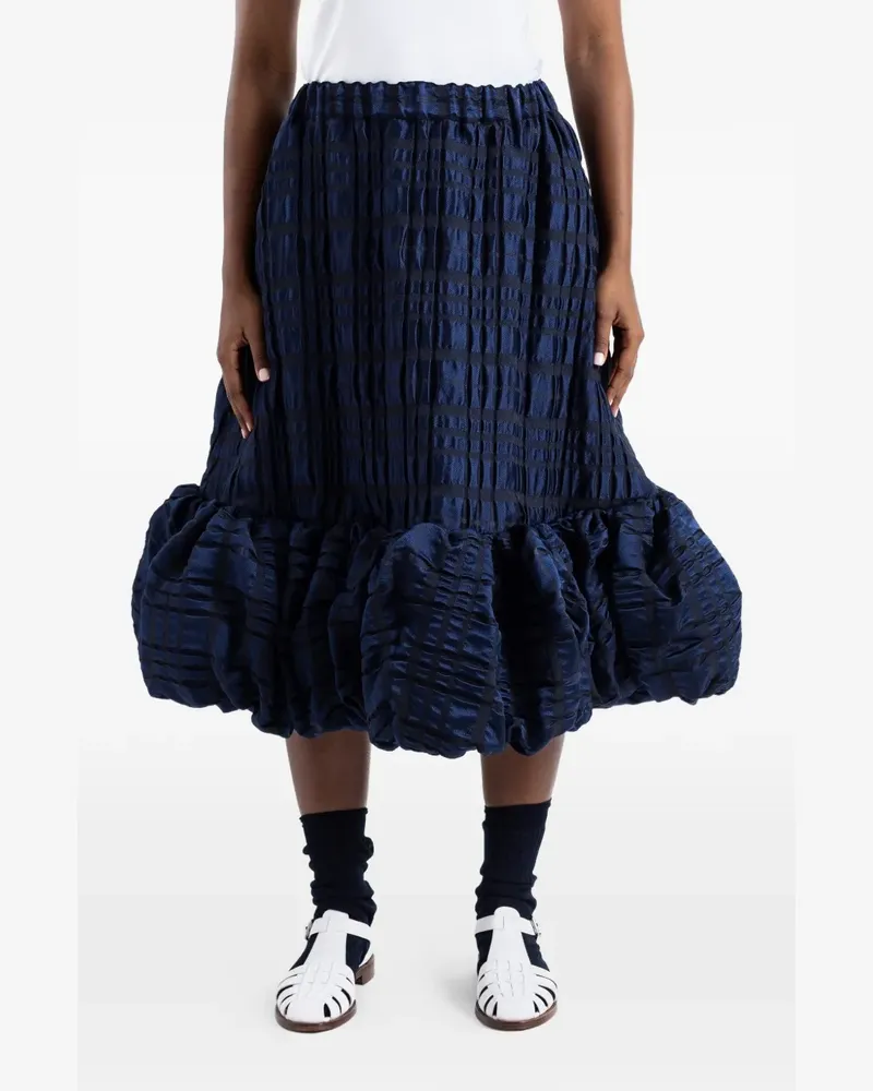 Noir Kei Ninomiya ruched bubble-hem midi skirt - Blau Blau
