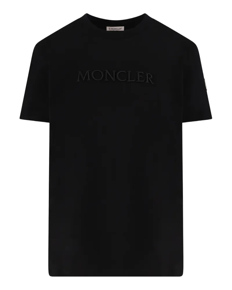 Moncler T-Shirt mit Logo-Stickerei - Schwarz Schwarz
