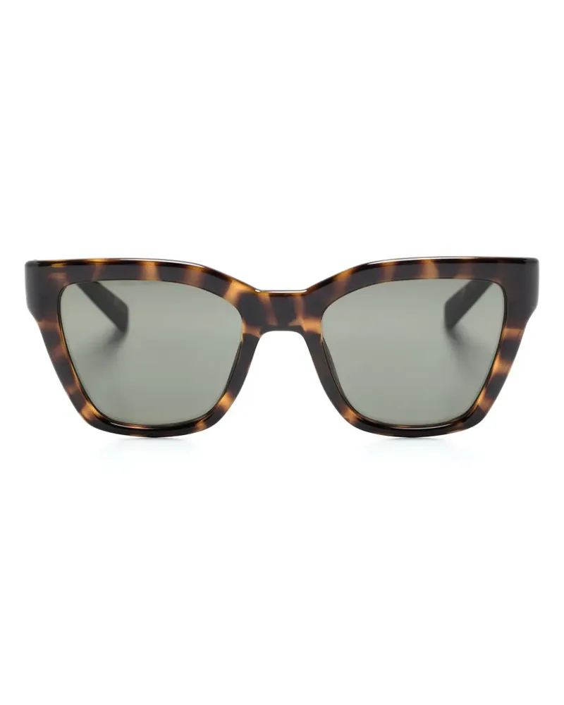 Saint Laurent Eckige Sonnenbrille mit Logo-Gravur - Braun Braun