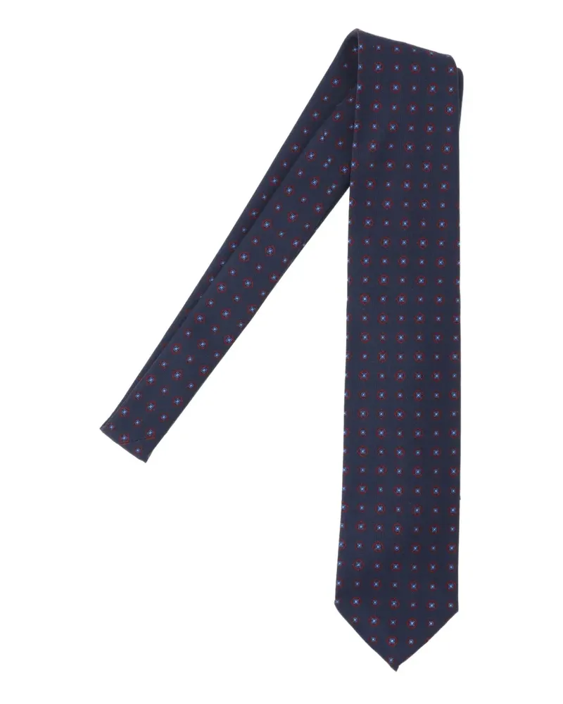 Cesare Attolini Gemusterte Krawatte - Blau Blau
