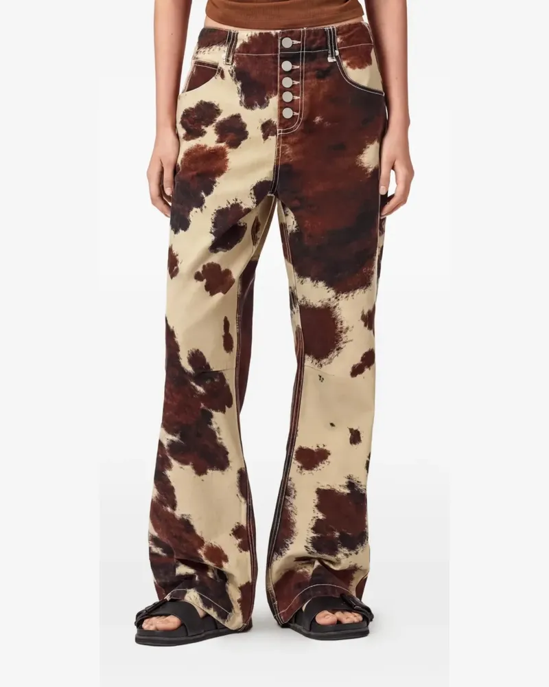 AllSaints Geknöpfte Taya Jeans mit Kuh-Print - Nude Nude